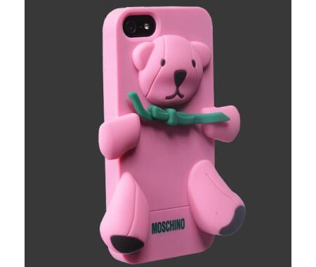 Etui do iPhone SE/5/5S Moschino bear silicon - różowe