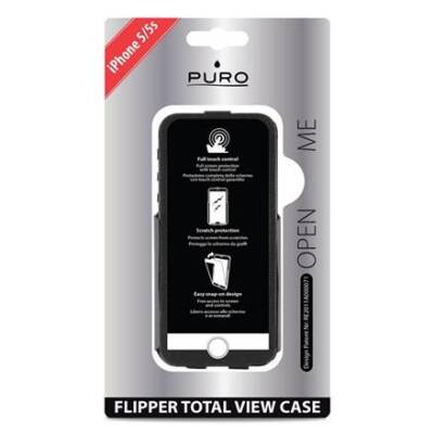 Etui do iPhone 5/5s/SE Puro Flipper Total View - czarne - zdjęcie 2