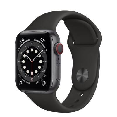 Outlet Apple Watch S6 44mm GPS  Gwiezdna Szarość z paskiem w kolorze czarnym - zdjęcie 1